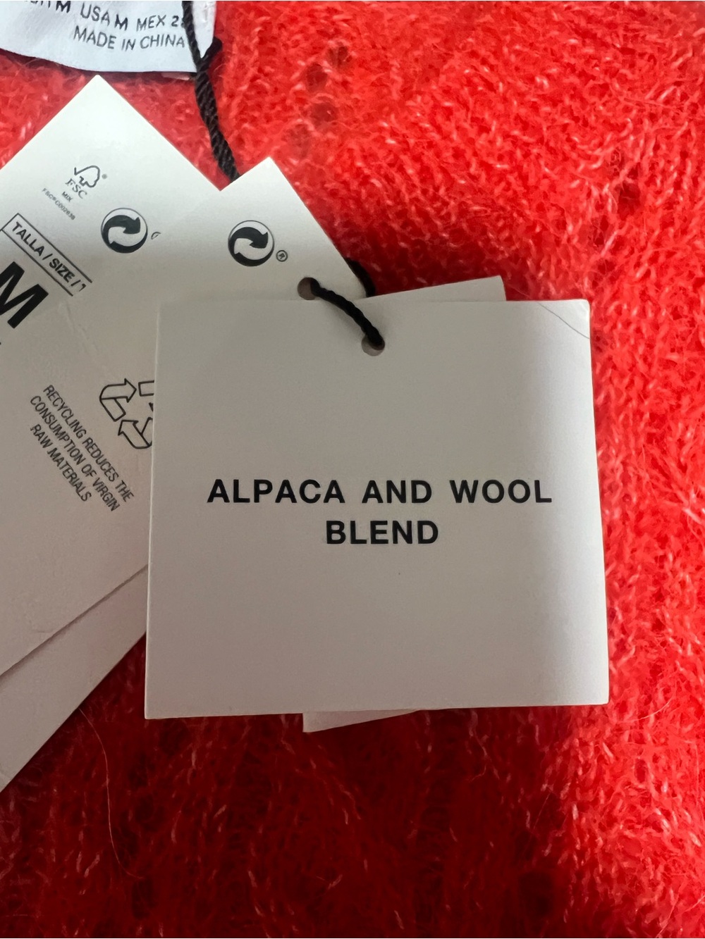 NWT Zara Red Alpaca Wool Blend Crop Cardigan Rhinestone Buttons Sz M - Picture 8 of 8
